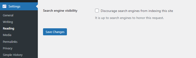 Check Search Engine Visibility Settings