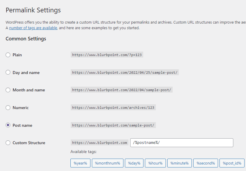 Choose the Right Permalink Structure 