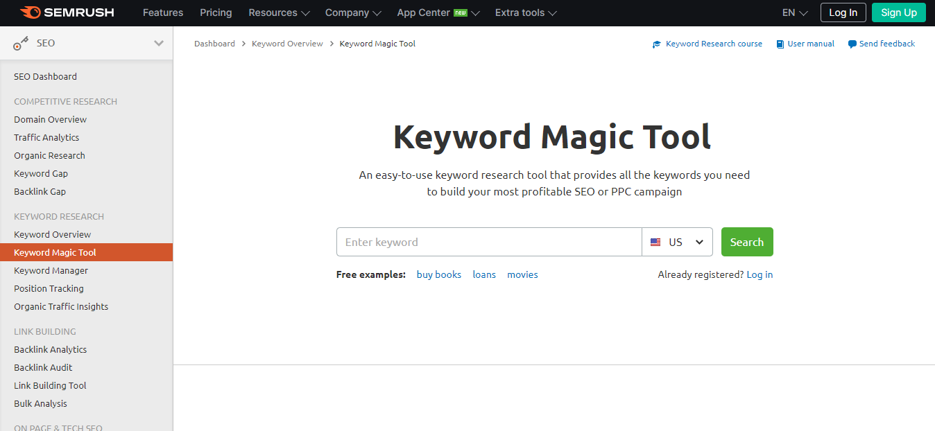 Semrush Free Keyword Magic Tool