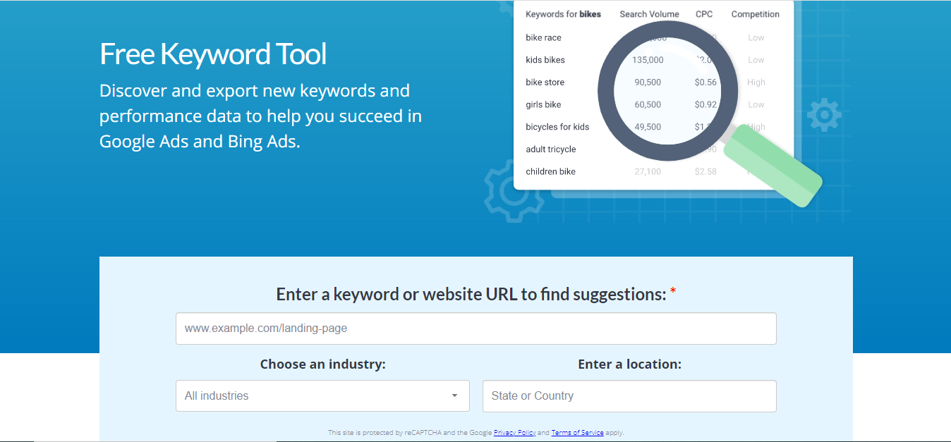 WordStream Free Keyword Tool