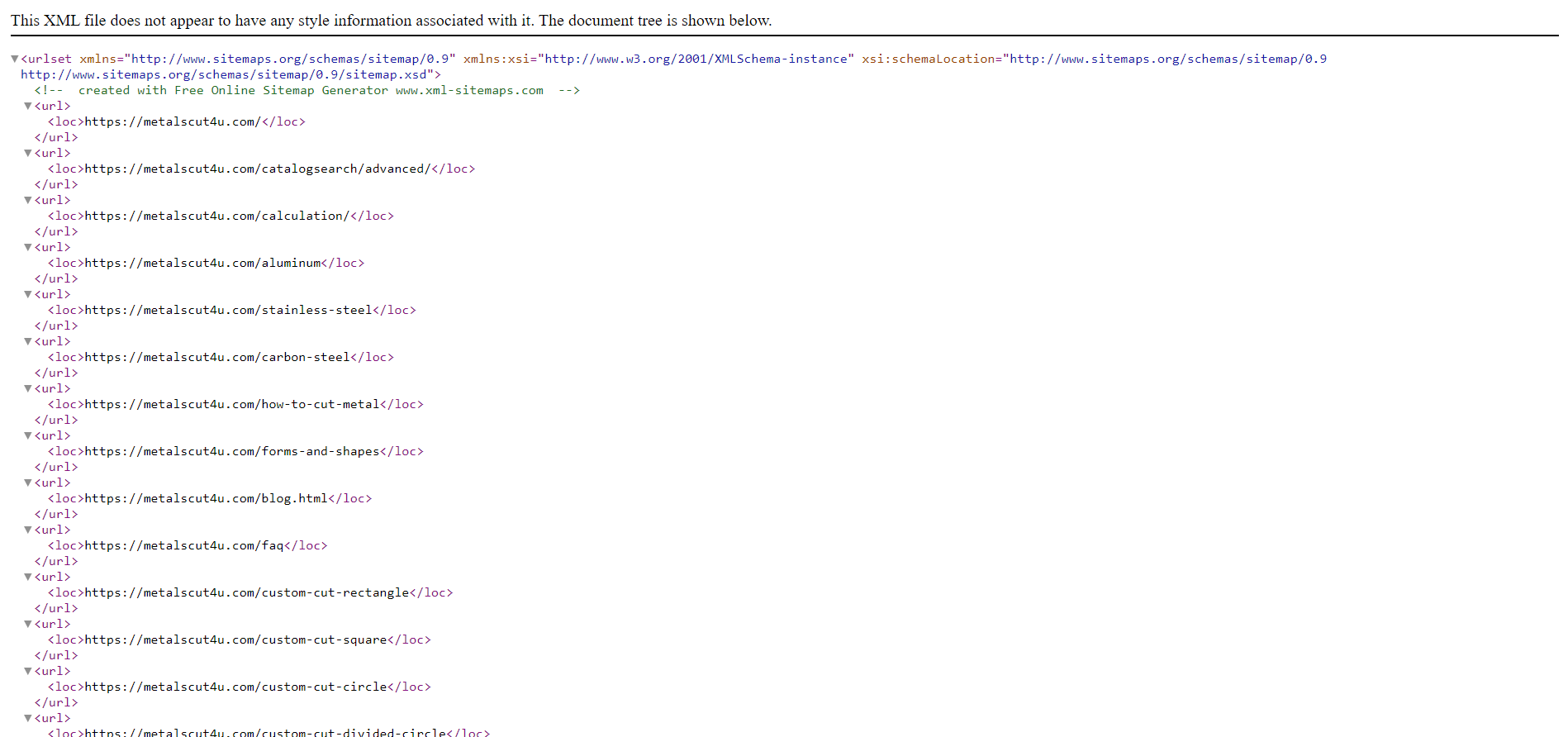 XML Sitemap Example