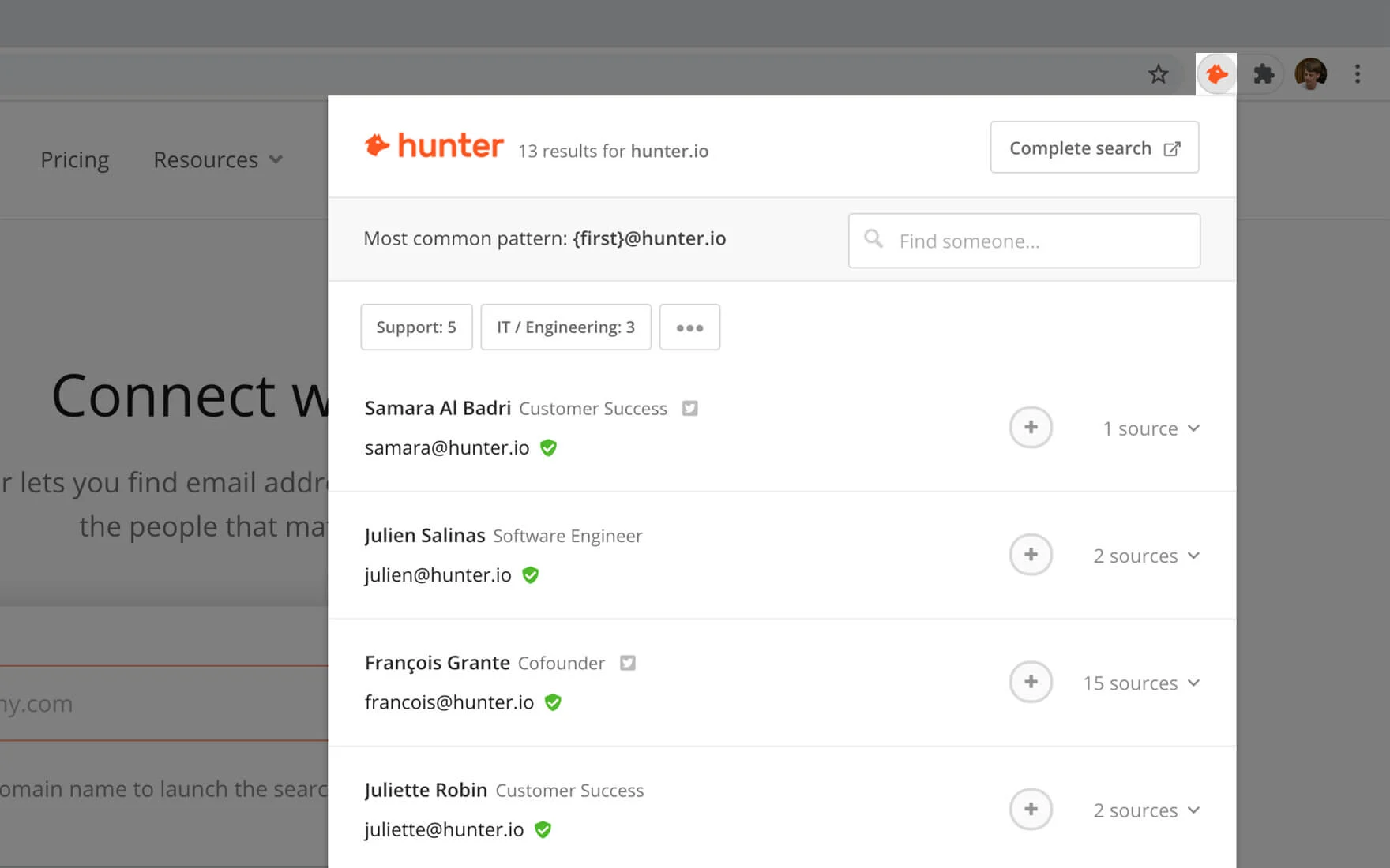 Hunter Chrome Extension