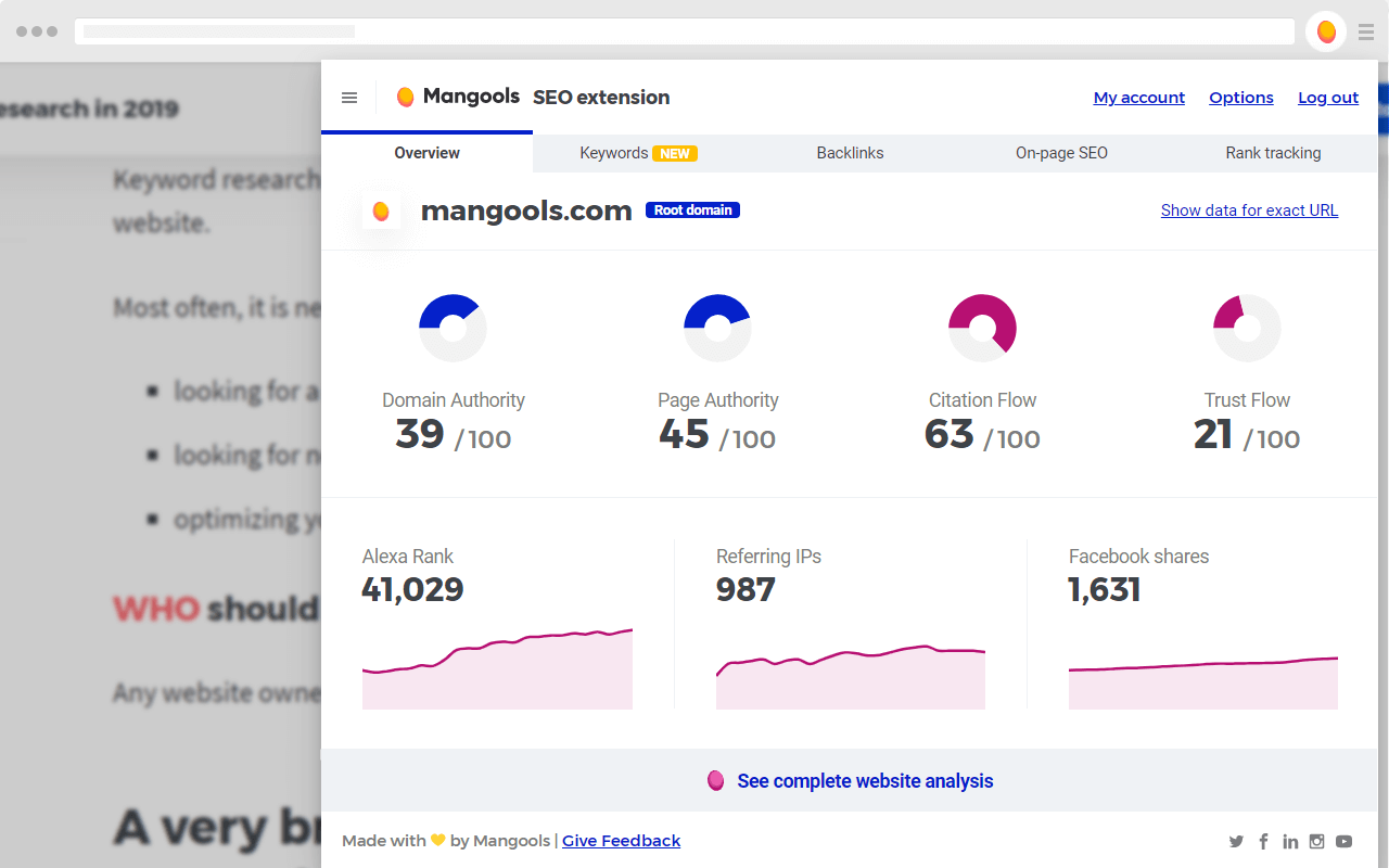 Mangools SEO extension