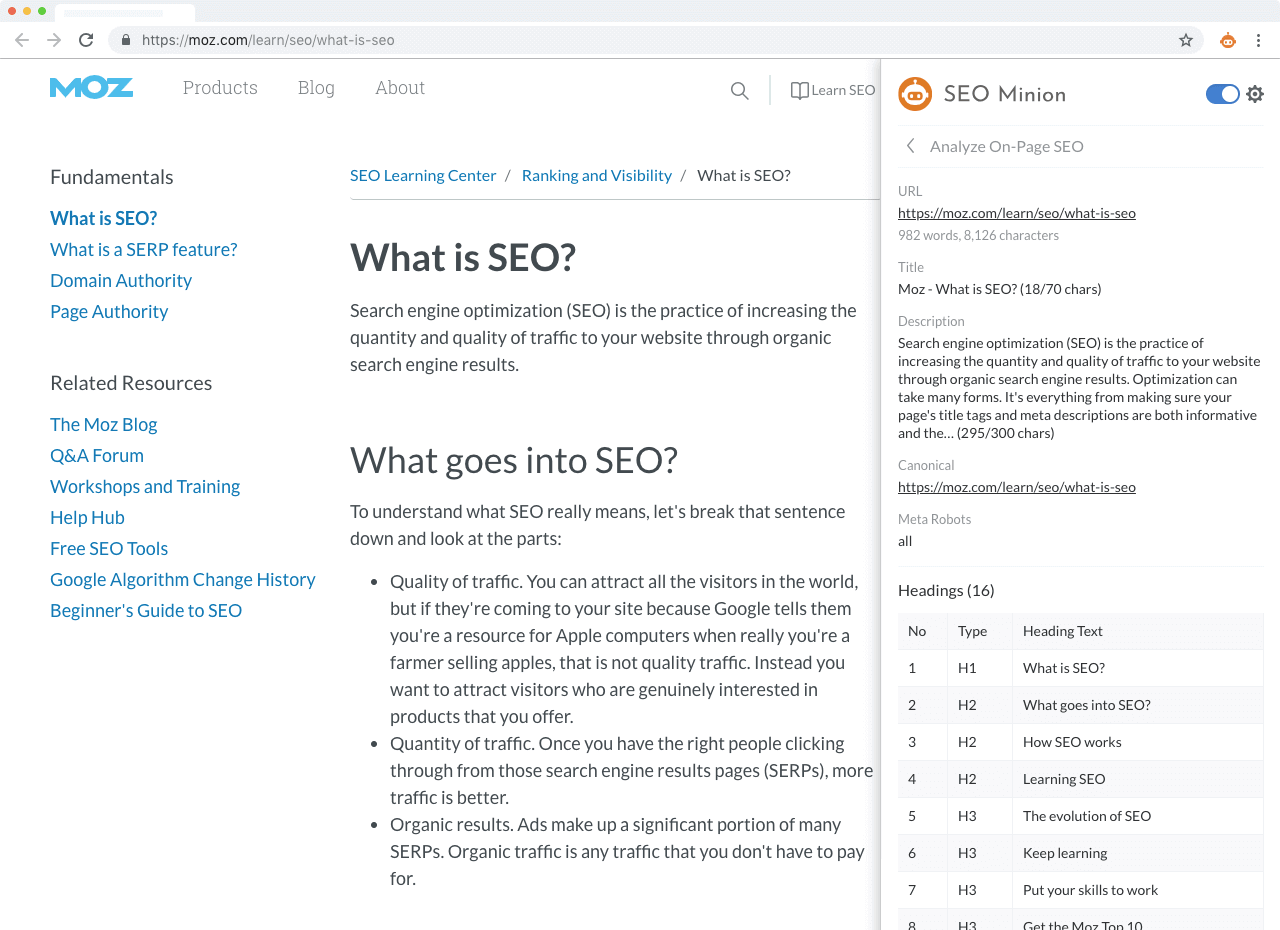 SEO Minion Extension