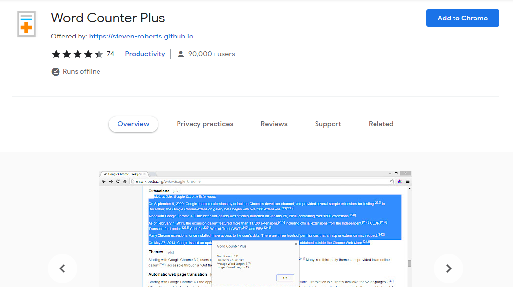 Word Counter Plus Extension